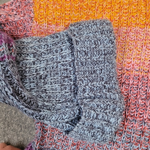 TRIBAL JEANS colourful chunky knit turtleneck sweater size XL - Picture 2 of 5